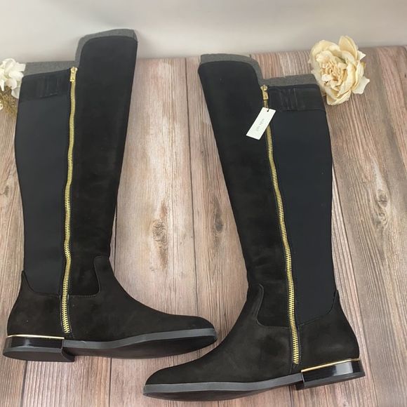 Calvin Klein Black Suede Over the Knee Boots 9M - Picture 2 of 8